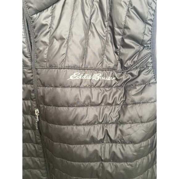 Eddie Bauer Vest Mens 2XL Black Puffer Hybrid Quilted Zip Front Fleece Lined - Picture 2 of 5